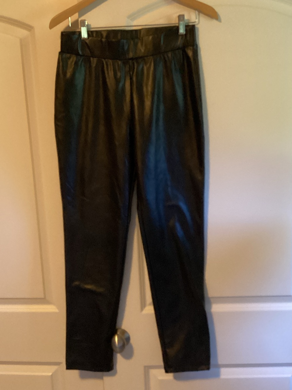 Alya Black Faux Leather Pants Size Large